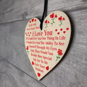 Red Ocean Gift For Wife Wooden Heart Gifts For Wife From Husband I Love You Birthday Gift For Wife Wedding Anniversary Present