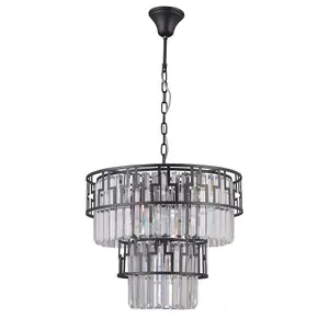 Luminosa Modern Hanging Pendant Black Matt 7 Light , E14