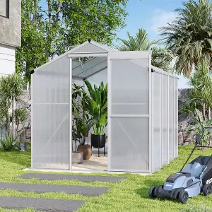 Garden Plants Grow House with Aluminium Frame Large Walk-In Green House with Door and Window 8x6 ft