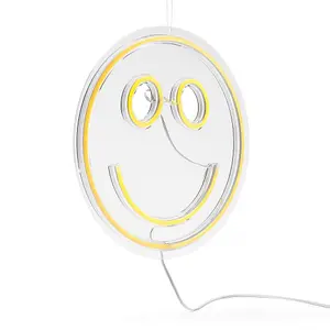 RED5 Neon Effect Smiley Yellow Face Wall Light