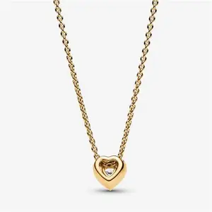 Pandora Sparkling Heart Collier Necklace - 14K Gold Plating / Cubic Zirconia - Sz. 45 cm