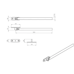 Round Bar Casement Window Stay 263 x 14mm 2 Pins Included Stainless Steel