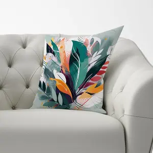 Coloured Abstrace Feather Leaves Cushions 60cm x 60cm