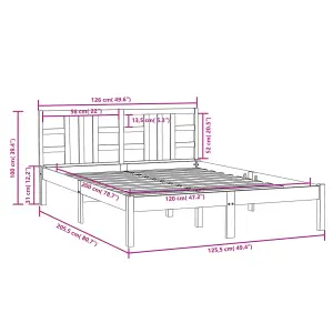 Berkfield Bed Frame Grey Solid Wood 120x200 cm