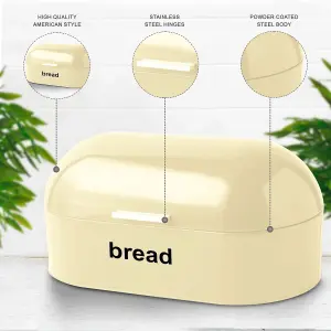 American Bread Bin Curved & Rectangle Kitchen Loaf Storage in cream