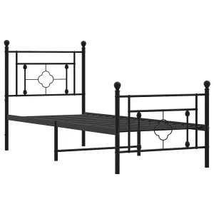 Berkfield Metal Bed Frame without Mattress with Footboard Black 75x190cm