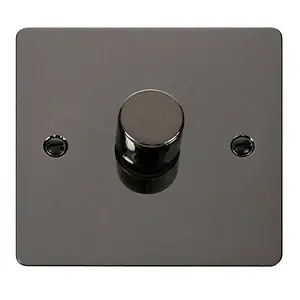 Flat Plate Black Nickel 1 Gang 2 Way LED 100W Trailing Edge Dimmer Light Switch - SE Home