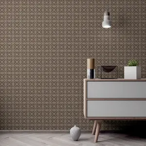 Hotel Luxe Moorish Mosaic Chocolate Brown Wallpaper