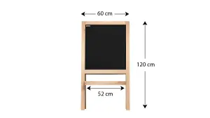 ALLboards Kids double-sided chalkboard and magnetic whiteboard on easel 120 cm, solid, thick frames, foldable shelf