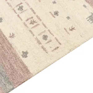 Wool Gabbeh Area Rug 140 x 200 cm Beige and Brown KARLI