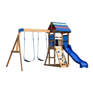 Backyard Discovery Bay Pointe Cedar Wooden Climbing Frame with 2 x Swings and 1 x Slide