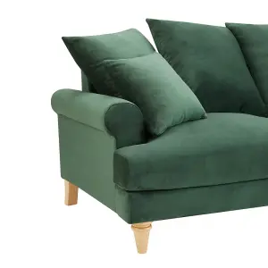 Churchill 3 Seater Sofa With Scatter Back Cushions, Dark Green Velvet