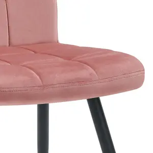 Leann Tufted Velvet Upholstered Back Side Chair (Set of 2) Pink Velvet