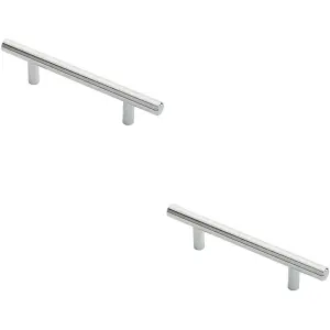 2x Round T Bar Cabinet Pull Handle 156 x 12mm 96mm Fixing Centres Chrome