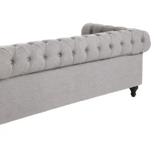 3 Seater Fabric Sofa Light Grey CHESTERFIELD