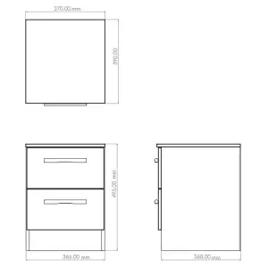 Milan Ready assembled White & oak 2 Drawer Bedside chest (H)495mm (W)370mm (D)390mm