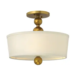 Elstead Zelda 3 Light Semi Flush Ceiling Light Vintage Brass, E27