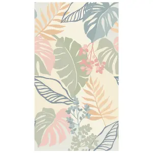 Abstract Pastel Leaf 3 lane Repeatable Wallpaper Mural,  Green & Blush