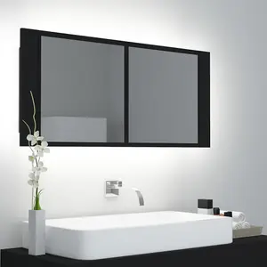 Berkfield LED Bathroom Mirror Cabinet Black 100x12x45 cm