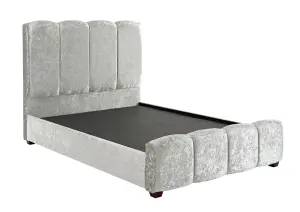 DS Living Chloe Panel Luxury Crushed Velvet Upholstered Bed Frame Bling Silver