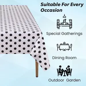 Neel Blue 54"x108" Plastic Tablecloth with Polka Dot Disposable Table Cover - White