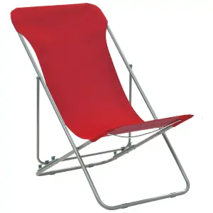 Berkfield Folding Beach Chairs 2 pcs Steel and Oxford Fabric Red