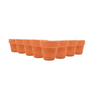 Plain Terracotta Natural Set of 8 Outdoor Garden Herb Flower Plant Pots Small 8cm