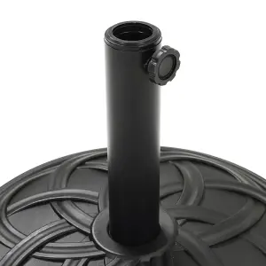 20KG Concrete Parasol Base Heavy-Duty Round Umbrella Stand with Beautiful Decorative Pattern for Patio Garden