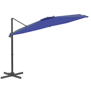 Berkfield LED Cantilever Garden Parasol Azure Blue 400x300 cm