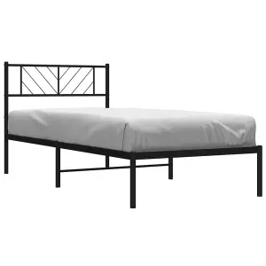 Berkfield Metal Bed Frame with Headboard Black 100x190 cm