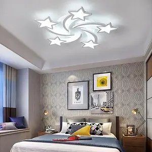 5 Head Childlike Shooting Stars LED Energy Efficient Flush Mount Ceiling Light Fixture for Cartoon Decor Cool White