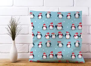 Adorable Santa Penguins Cushions 60cm x 60cm