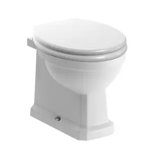 Essentials Somerton White Boxed rim Back to wall Square Toilet pan with Soft close seat