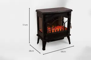 2000W Electric fireplace electric fire portable heater Glass sided Flame effect