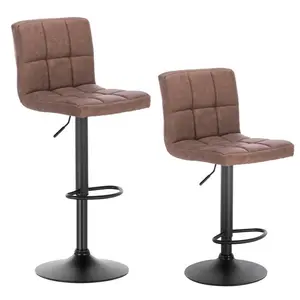 Deristin Swivel Upholstered Adjustable Height Counter Stool with Metal Frame (Set of 2) Dark Brown