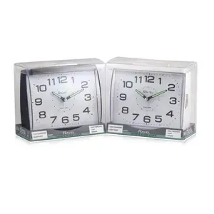 Analogue Quartz Movement / Crystal Alarm Tabletop Clock White