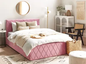 Velvet EU Double Size Ottoman Bed Pink ROCHEFORT