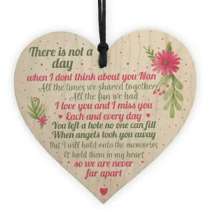 Red Ocean Nan Memorial Gifts Grave Plaque Tribute Sign Wooden Heart Mum Nan Birthday Gifts For Her