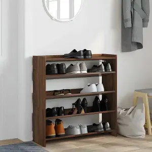 Berkfield Shoe Rack Brown Oak 80x25x81 cm Engineered Wood