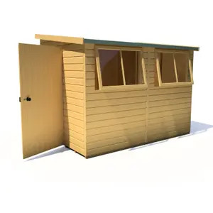 Shire Norfolk Workshop Pent Shed 9x6 Double Door 19mm Loglap Style A