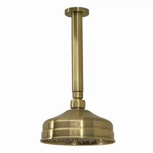 ENKI Antique Brass Traditional Ceiling Fixed Brass Shower Head & Arm 150mm