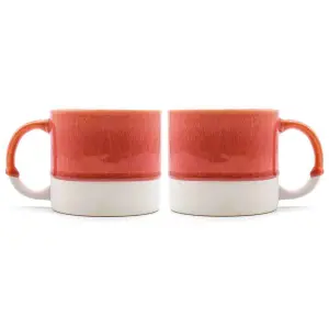 Scandi Home Set of 2 480ml Terra Fusion Coral Reactive Glazed Ceramic Mugs