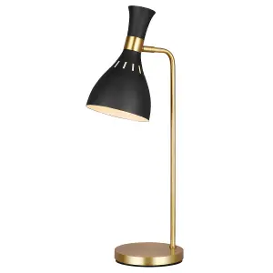 Table Lamp Midnight Black / Burnished Brass LED E27 60W Bulb