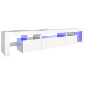 Berkfield TV Cabinet with LED Lights High Gloss White 215x36.5x40 cm