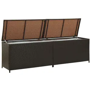 Berkfield Garden Storage Box Poly Rattan 200x50x60 cm Brown