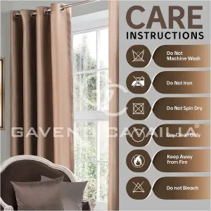 GC GAVENO CAVAILIA Latte Blackout Eyelet Curtains 66x72 Inches 80-90% Black Out Thermal Ring Top Curtain Pair Window