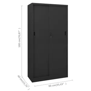 Berkfield Office Cabinet with Sliding Door Anthracite 90x40x180 cm Steel