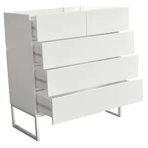 Strada High Gloss Chest Of 5 Drawers In White