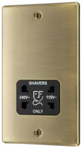 BG Double Raised slim Screwed Shaver socket Matt Brass effect