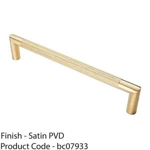 Knurled Mitred Door Pull Handle 320 x 20mm 300mm Fixing Centres Satin Brass PVD